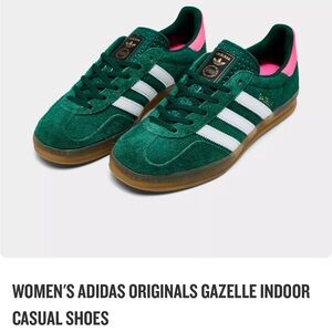 Adidas Women's Gazelle Green and Pink Sneakers